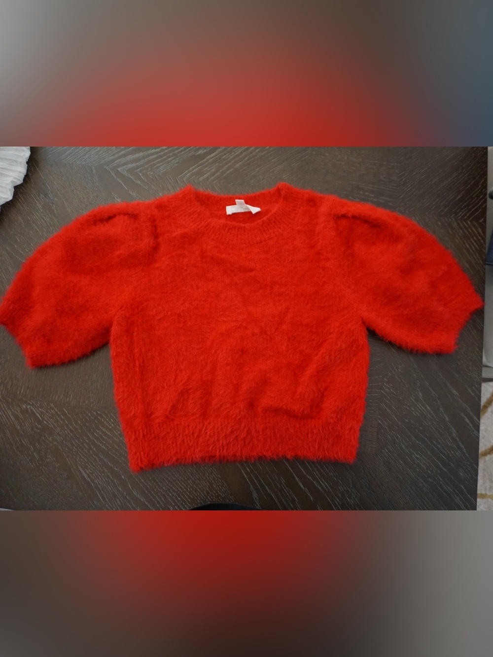 Cozy Red Fuzzy Crewneck Sweater for Women